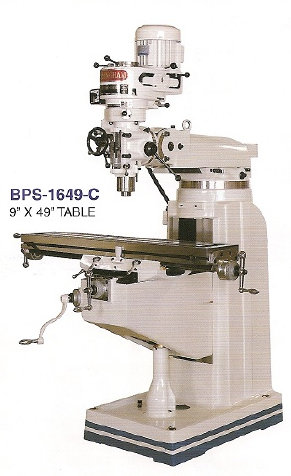BIRMINGHAM  BPS-1649-C  STEP  PULLEY  MILLING  MACHINE  9 x 49  TABLE
